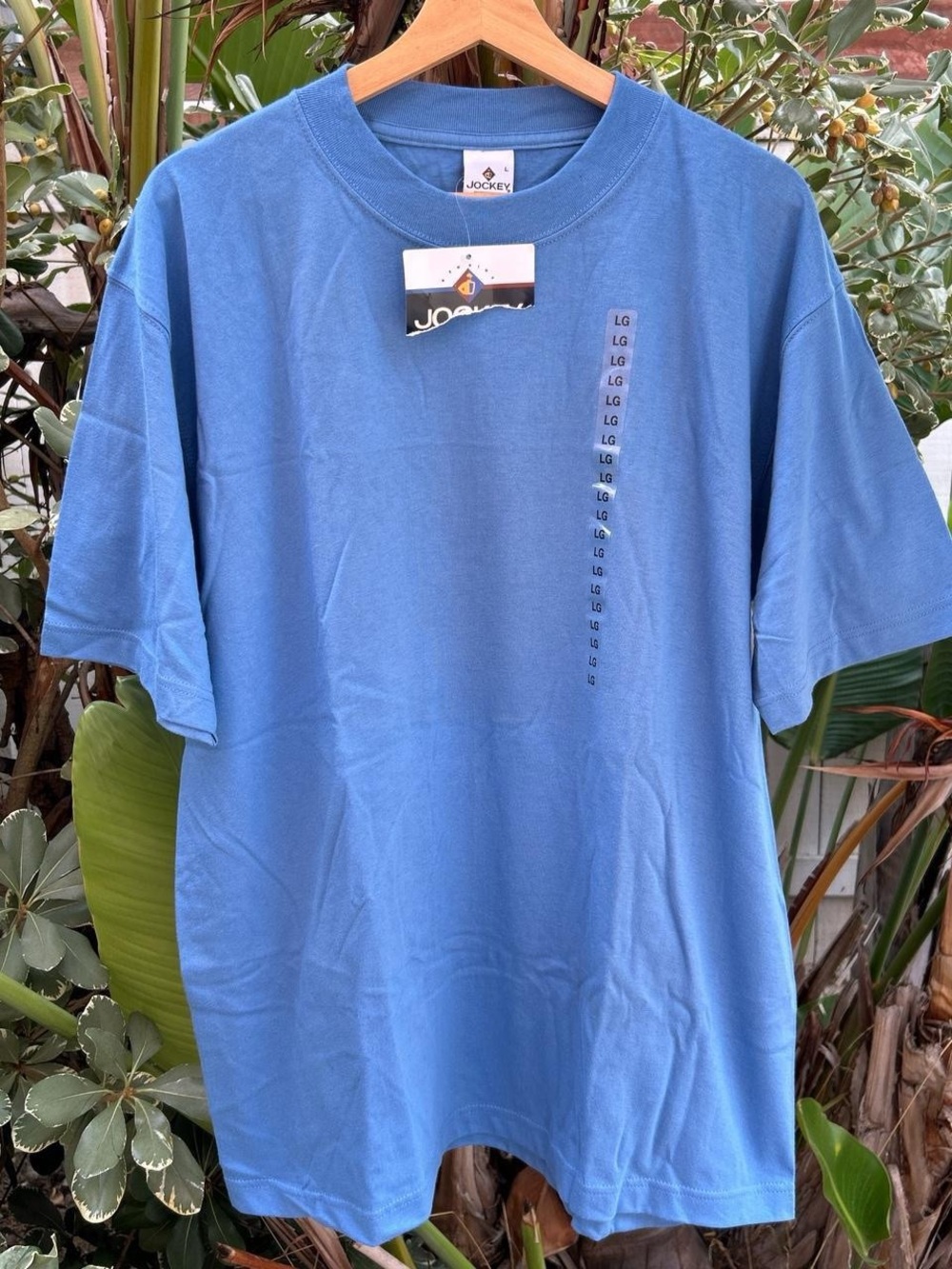 Vintage 90s Jockey Blue Blank T Shirt NWT Large Deadstock Cotton Tee